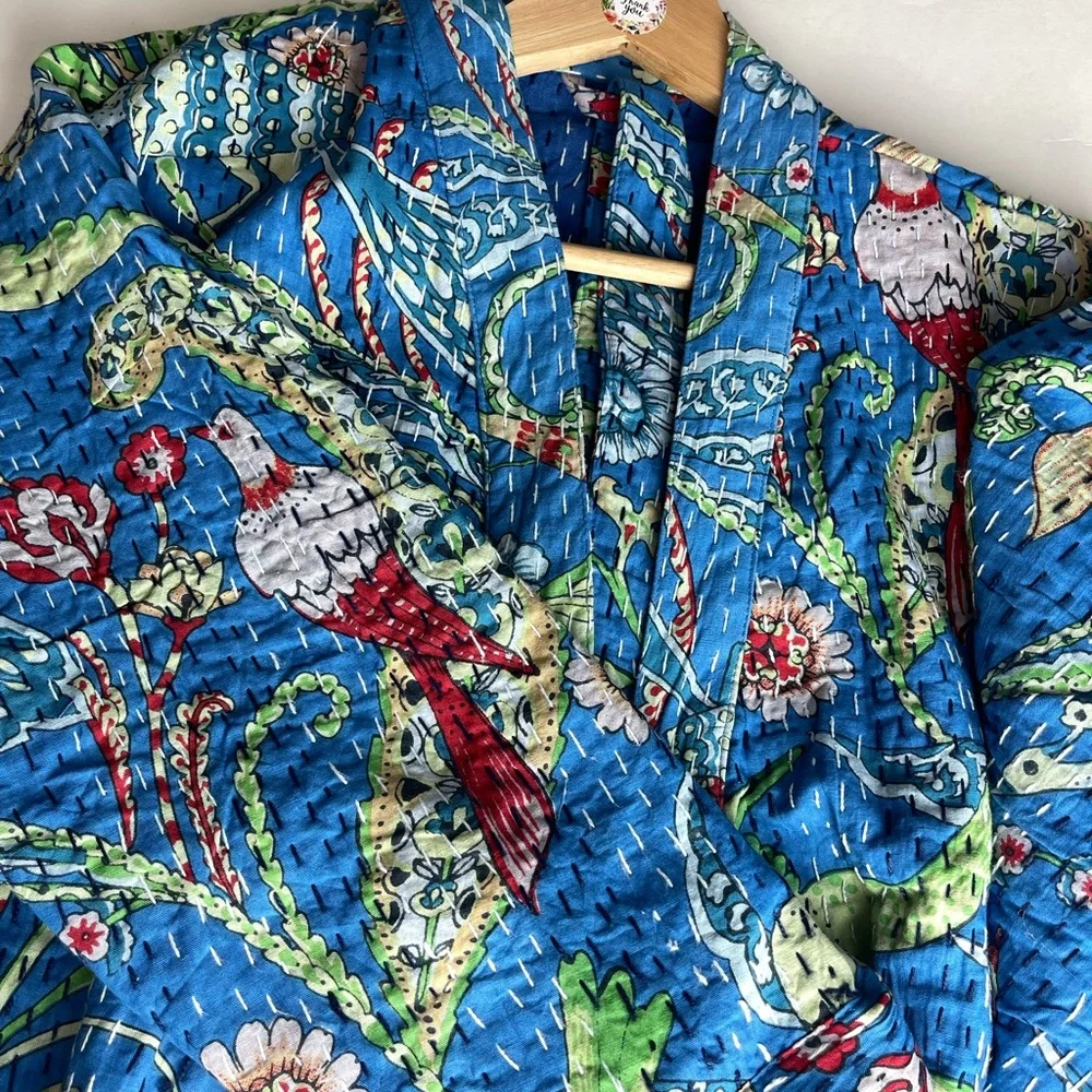 Kantha Robe Jacket Floral Kantha Robe Exotic Bird Lover Warm Gift